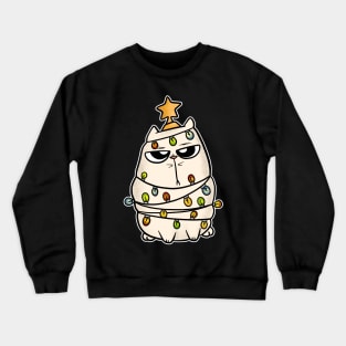 Christmas Cat Tangled Christmas Lights Crewneck Sweatshirt